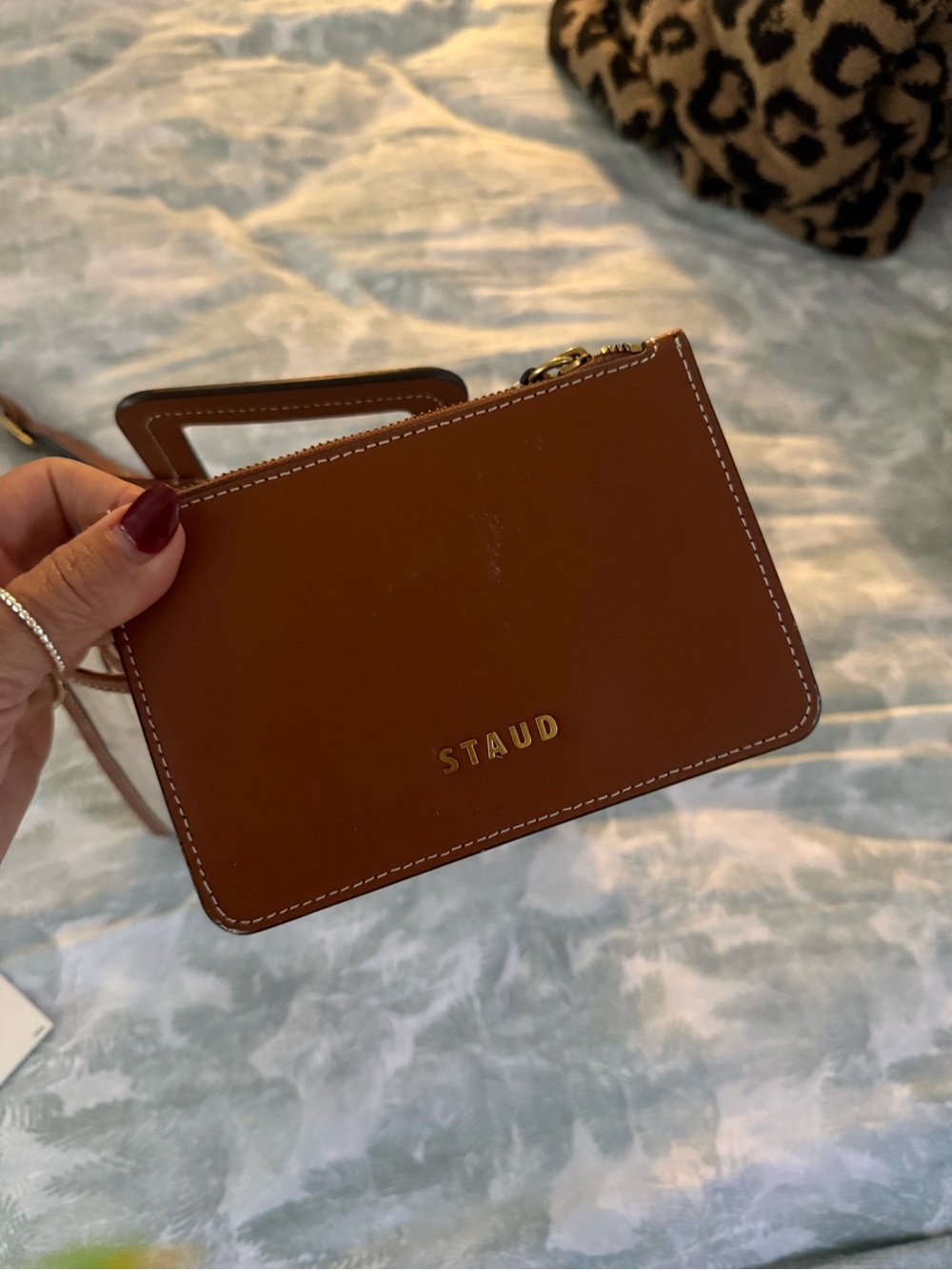 STAUD Clear Crossbody with Brown Leather Trim & Square Handle - Picture 4 of 8